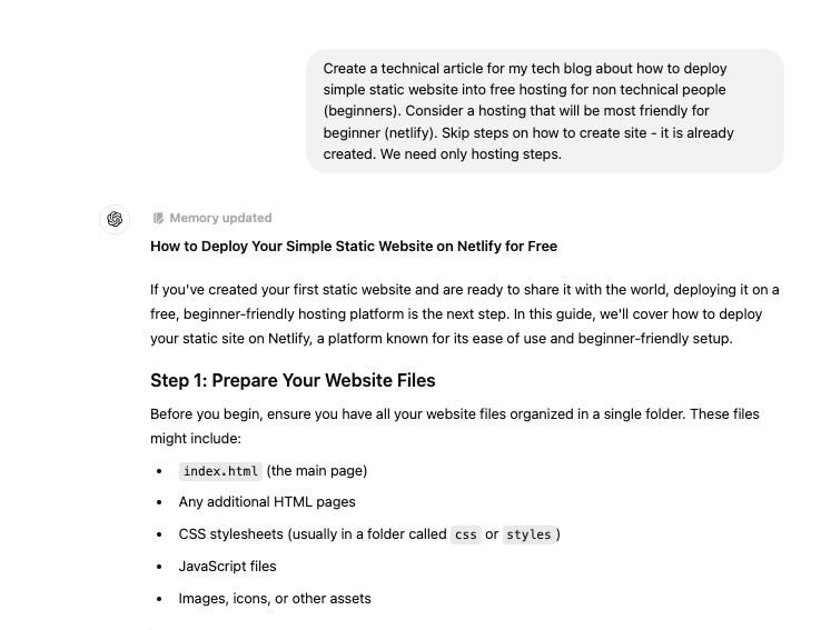 Hosting Screenshot